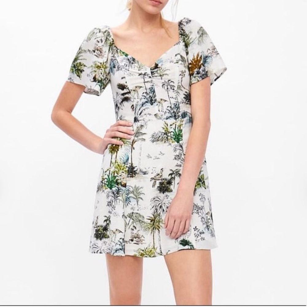 ZARA Tropical Print White Dress - Picture 2 of 7